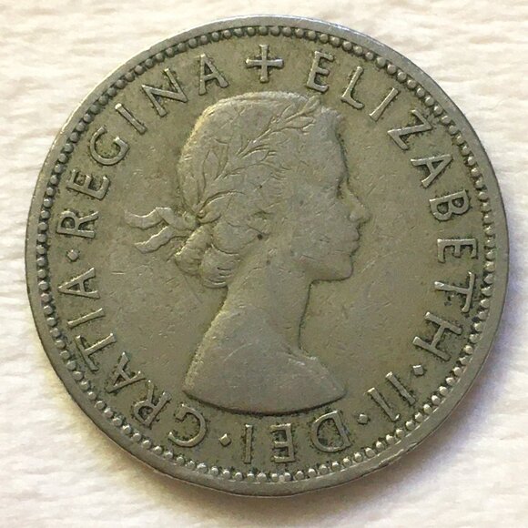 1956 Great Britain Queen Elizabeth II Two Shillings Copper Nickel Coin - Picture 4 of 5